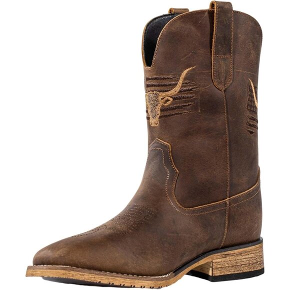 Men\'s Coffee Toe Western Boots Vegan/genuine Leather With Classic Patriot main image 4